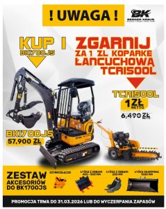 Mini Koparka Berger Kraus BK1700JS z osprzętem KUBOTA  + TCR1500 Loncin